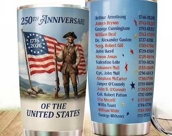 Vaso personalizado "Descendiente de un Patriota", Copa del 250 Aniversario de EE. UU., Regalo de herencia familiar, Vaso de herencia estadounidense, Regalo del 4 de julio