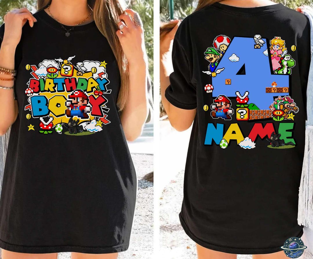 Mario Custom Design Personalized Super Mario Birthday Shirt, Custom Pixel Super Mario ...