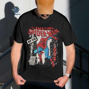Camiseta vintage Amazing Spider-Man Comfort Colors, camiseta retro con portada de cómics del MCU, regalo para fans del MCU, camiseta Spiderman Brand New Day, lavado mineral imagen 1