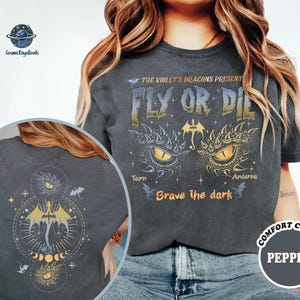 Dragon Rider Onyx Storm Brave The Dark Comfort Colors T-shirt, Fourth Wing Dragon Fly or Die Shirt, Fantasy Dragon Book Shirt, Gift for Her image 2