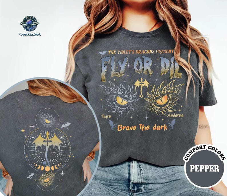 Dragon Rider Onyx Storm Brave The Dark Comfort Colors T-shirt, Fourth Wing Dragon Fly or Die Shirt, Fantasy Dragon Book Shirt, Gift for Her image 2