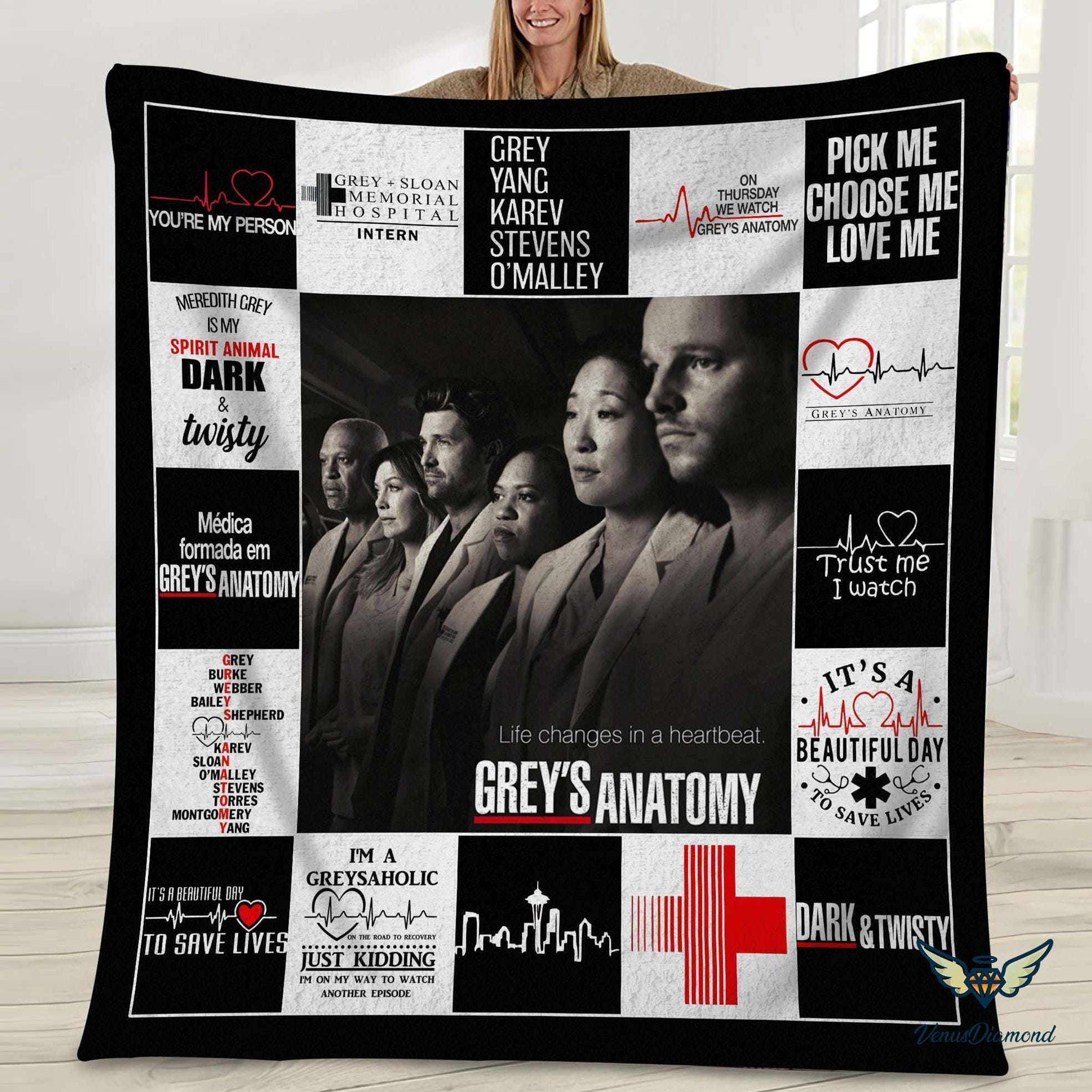 Wool Blanket Grey's Anatomy Quilt Blanket Winter Quilt 500gsm