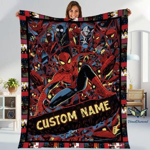 Personalized Superhero Blanket | Spiderman Fleece Blanket | Spiderman Birthday Theme Party | Spiderman Blanket for Kids