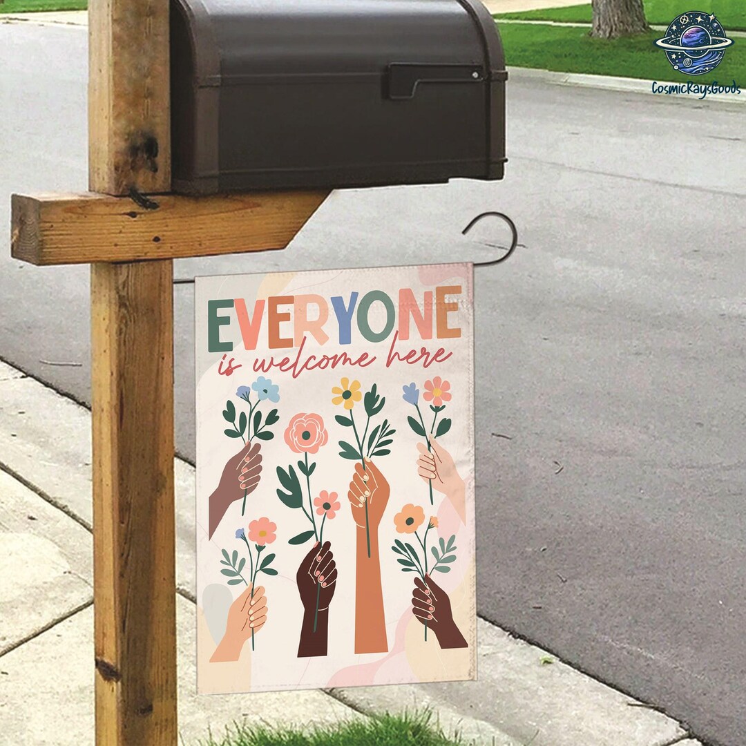 Everyone is Welcome Here Yard Sign, Inclusion Garden Flag, Equal Rights ...