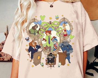 Zootopia Coquette Disneyland Shirt, DisneyWorld Zootopia Movie Tee, Nick Wilde, Judy Hopps, Gazelle, Flash, Yax, Disneyland Epcot Park Tee
