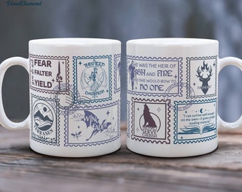 Throne of Glass Stamps Art Mug | SJM | Bookish Merch | Throne Of Glass Merch | Sjm Shirt | Acotar Merch | Bookish Gift | Manon Blackbeak