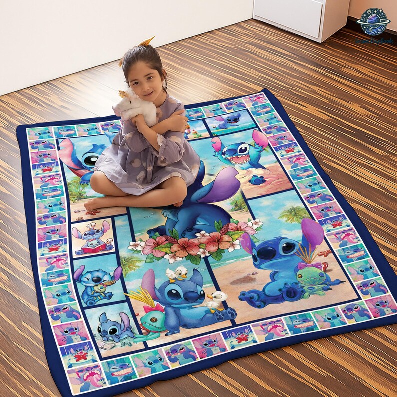 Manta de Stitch, manta de Stitch para Navidad, manta de Stitch de Disneyworld, Lilo y Stitch, regalo para bebé imagen 2