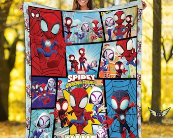 Personalized Spidey and His Amazing Friends Blanket | Amazing Friends Fleece Blanket | Spiderman Birthday Blanket | Spiderman Blanket