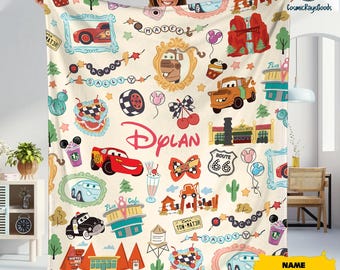 Personalized Coquette Bows Cars Blanket, Lightning McQueen Blanket, Cars Blanket, Baby Boy Blanket