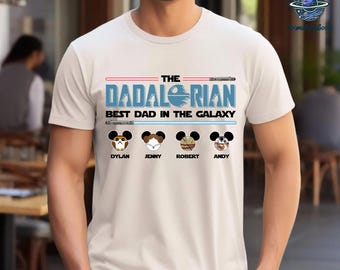 Personalized Dadalorian Best Dad in the Galaxy Shirt, Starwars Father Day Shirt, Dadalorian Custom Kid Name Shirt, New Dad Shirt