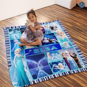 Manta personalizada de la película Frozen, manta de Frozen Elsa Anna Olaf DisneyWorld, regalo de Navidad, manta polar de dibujos animados, edredón de dibujos animados imagen 2