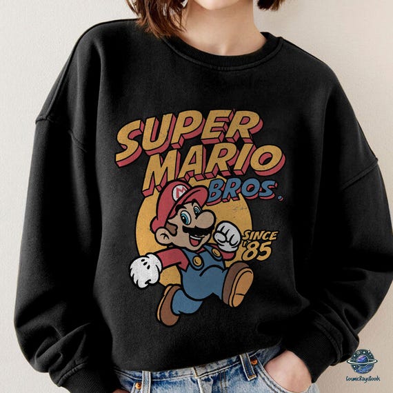 Vintage Super Mario Bros Since 85 Sweatshirt, Retro Mario Gaming Shirt, Mario Birthday Shirt, Super Mario 1985 Shirt, Mario Bros Retro Tee
