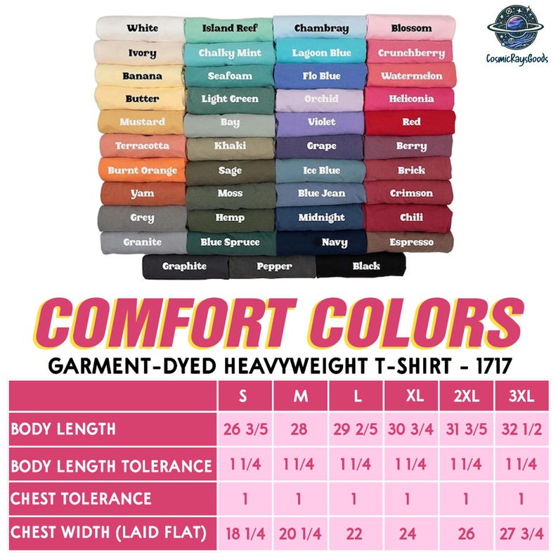 a poster showing different colors of comfort colors