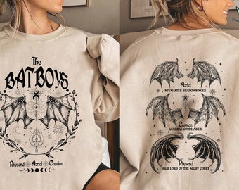 Acotar Bat Boys Sweatshirt, The Night Court Shirt, Illyrians of the Night Court, A Court of Thorn and Roses Court, Cassian General Commander