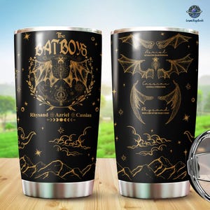 Bat Boys Pattern 20oz Tumbler, ACOTAR Cup, Velaris, Cassian, Feyre, Rhysand, Azriel, Suriel tea, Fae Fantasy, Court of Thorns and Roses