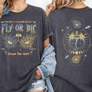 Dragon Rider Onyx Storm Brave The Dark Comfort Colors T-shirt, Fourth Wing Dragon Fly or Die Shirt, Fantasy Dragon Book Shirt, Gift for Her image 1