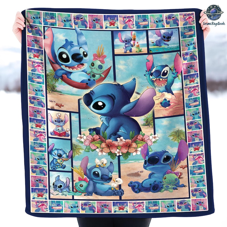 Manta de Stitch, manta de Stitch para Navidad, manta de Stitch de Disneyworld, Lilo y Stitch, regalo para bebé imagen 1