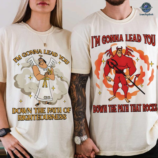 Camiseta "El nuevo bosque del emperador", "El hombro de Kronk", "El ángel y el diablo", "El camino de la rectitud", "El camino que mece", "Amigos de Disneyland" a juego