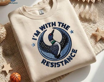 Sudadera con estrella bordada de la Alianza Rebelde, "Estoy con la Resistencia", camiseta con declaración política de Minnesota, camiseta de cuello redondo de protesta contra los pájaros y los colimbos de Minnesota