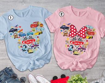 Personalized Cars Movie Matching Shirt | Cars Movie Mouse Head Shirt | Lightning Mcqueen Shirt | Mickey Minnie Couple TShirt