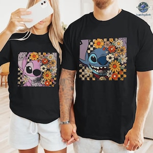 Halloween Stitch and Angel Couple Shirt, Comfort Colors Halloween Stitch and Angel Tee, Spooky Couple Shirt, Halloween Family Matching Tee