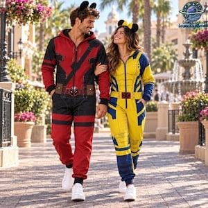 Deadpool And Wolverine Costume Pajamas Jumpsuit, Couple Halloween Cosplay Outfit, Family Cosplay Matching, Halloween Cosplay Costume Outfit