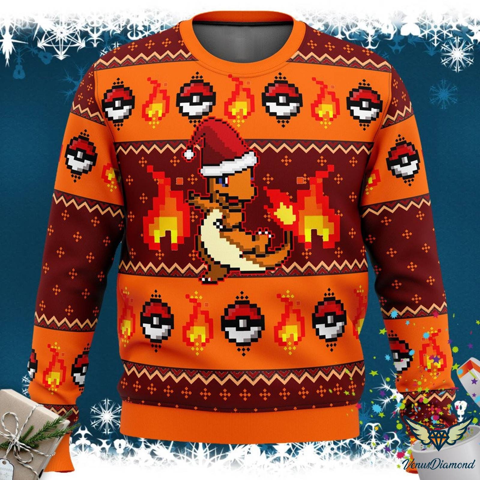 Discover Ugly Christmas Sweater Hitokage Charmander Sweater