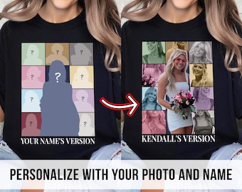 Custom Photo Girlfriend 10 Faces 90s Retro Vintage T-Shirt, Shirt with Face on It Birthday Gift, Pictures Tee for Girlfriend Boyfriend