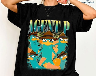 Phineas And Ferb Agent P Vintage Bootleg Tee, Perry the Platypus Shirt, Family Vacation Trip Gift, Retro Cartoon T-shirt