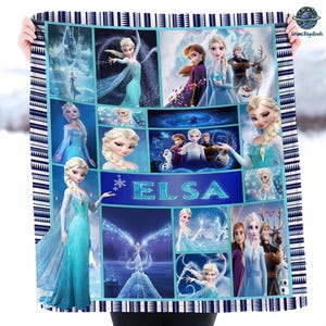 Manta personalizada de la película Frozen, manta de Frozen Elsa Anna Olaf DisneyWorld, regalo de Navidad, manta polar de dibujos animados, edredón de dibujos animados imagen 1