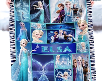 Personalized Frozen Movie Blanket, Frozen Elsa Anna Olaf DisneyWorld Blanket, Christmas Gift, Cartoon Fleece Blanket, Cartoon Quilt