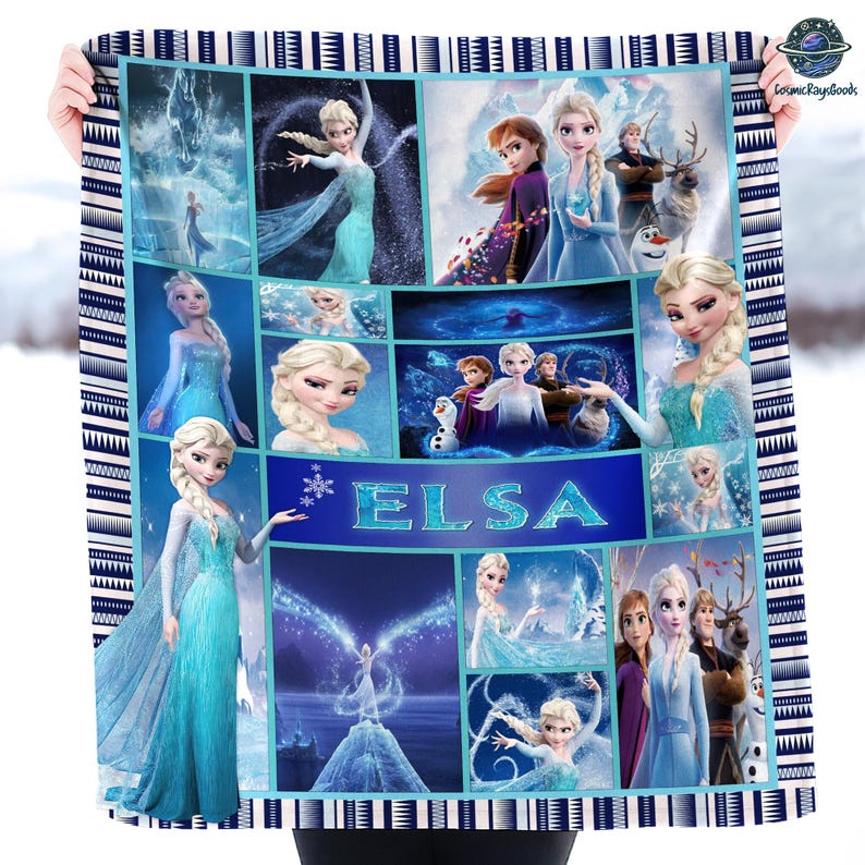 Manta personalizada de la película Frozen, manta de Frozen Elsa Anna Olaf DisneyWorld, regalo de Navidad, manta polar de dibujos animados, edredón de dibujos animados imagen 1