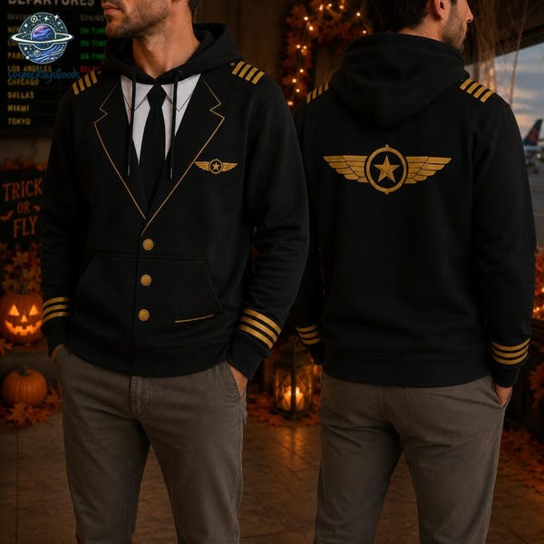 Captain 3D Costume Halloween Shirt, Airline Captain Cosplay Outfit, Captain Costume Tee, Aviation Party Matching Outfit, Pilot Gift