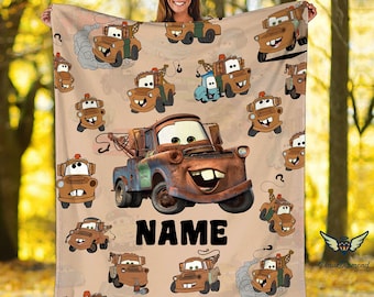 Custom Name Tow Mater Blanket, Disneyland Cars Movie Blanket, Birthday Boy Blanket, Cars Blanket, Tow Mater Blanket, Cars Fleece Blanket