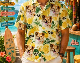 Custom Dog Cat Face Hawaiian Shirt, Personalized Pet Photo Holiday Tropical Shirt for Men Women, Birthday Party Gift, Summer Gift