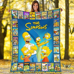 The Simpsons Fleece Blanket Simpsons Family Throw Blanket For Bed Couch Sofa, Christmas Gifts