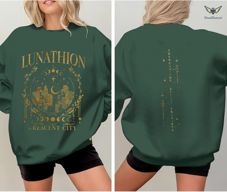Sudadera Lunathion de Crescent City, tatuaje de Bryce, merchandising de Bryce Quinlan, merchandising de Crescent City SJM, Casa de Tierra y Sangre imagen 1