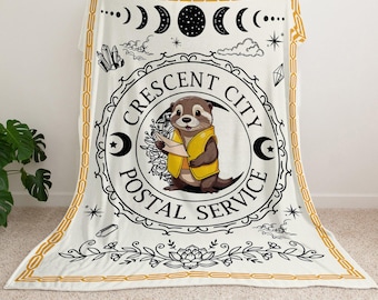 Crescent City Postal Service Blanket, House of Earth and Blood, Lunathion, Otter Crescent City Fleece Blanket, Sarah J Maas, Crescent City