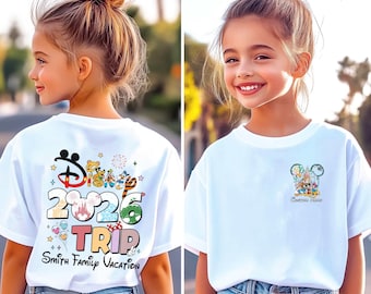 Personalized Two-sides Disneyland 2026 Family Trip T-Shirt, Disneyland Trip 2026 Comfort Colors Shirt, Mickey And Friends Shirt