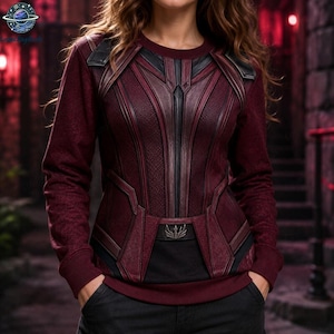 Wanda Maximoff Scarlet Witch-kostym med huvtröja, Scarlet Witch-cosplay-tröja, Mcu Witch-cosplay, superhjälte, Wanda-fangåva