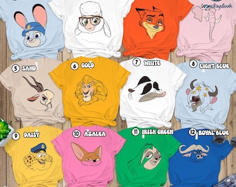 Disneyland Zootopia Halloween Costume Shirts, Zootopia Characters Big Face Shirt, Halloween Group Costume, Family Halloween Matching Outfits