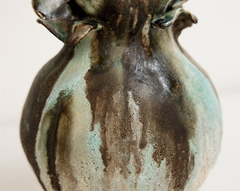 Yeonhwa Vases Green and Bronze lotus flower bud vase