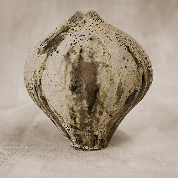 Unique Handmade sculpture vase. one of a kind  in warm tones moon vase