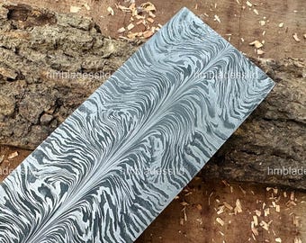 HM Feather Damascus stålstång 30 x 5 cm Damascus-stänger Bushcrafts Verktyg Tillverkning