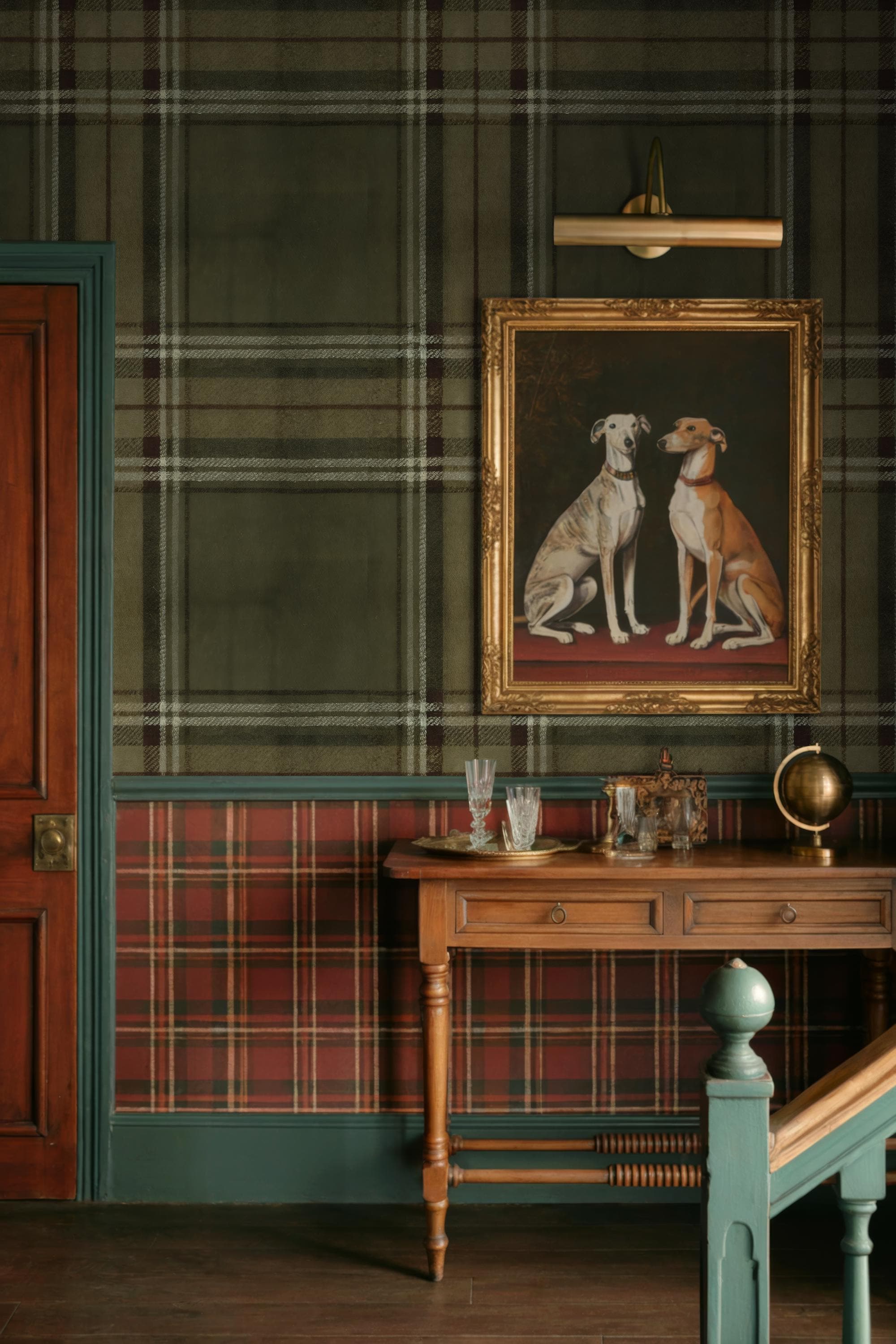 Moody Olive Green Plaid Wallpaper: Peel and Stick for Gentleman's Study ...