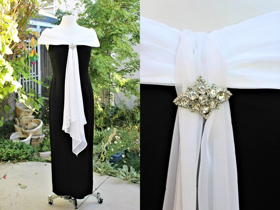 white crepe evening gown
