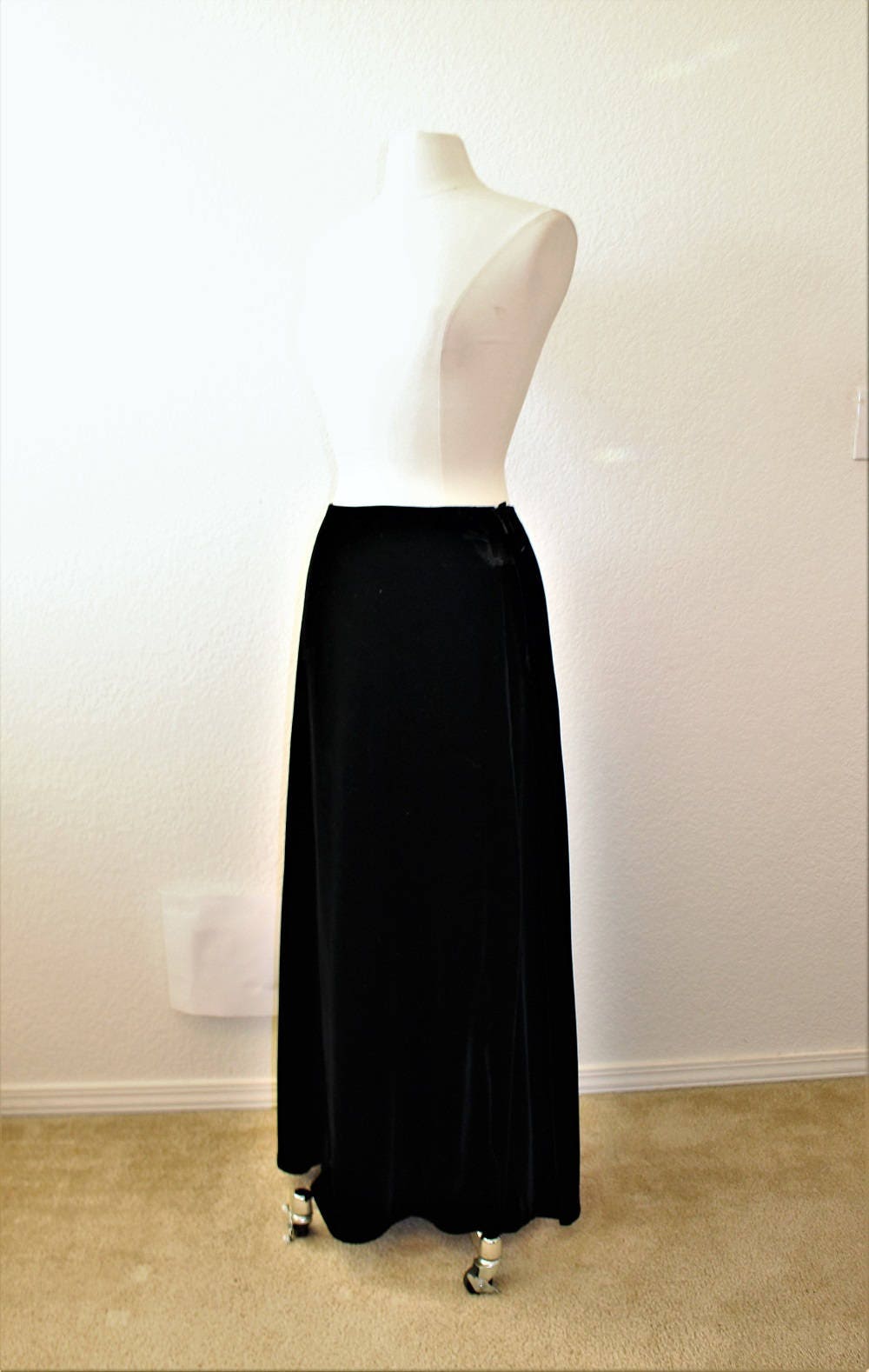 1970's Anne Klein Black Velvet Maxi Skirt Small Medium I | Etsy