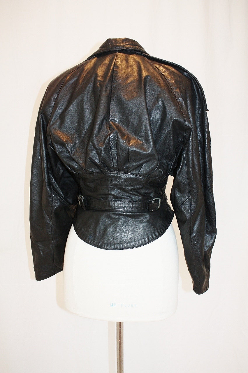 1980's Leather Jacket Motorocycle Style Black Size 7/8 | Etsy