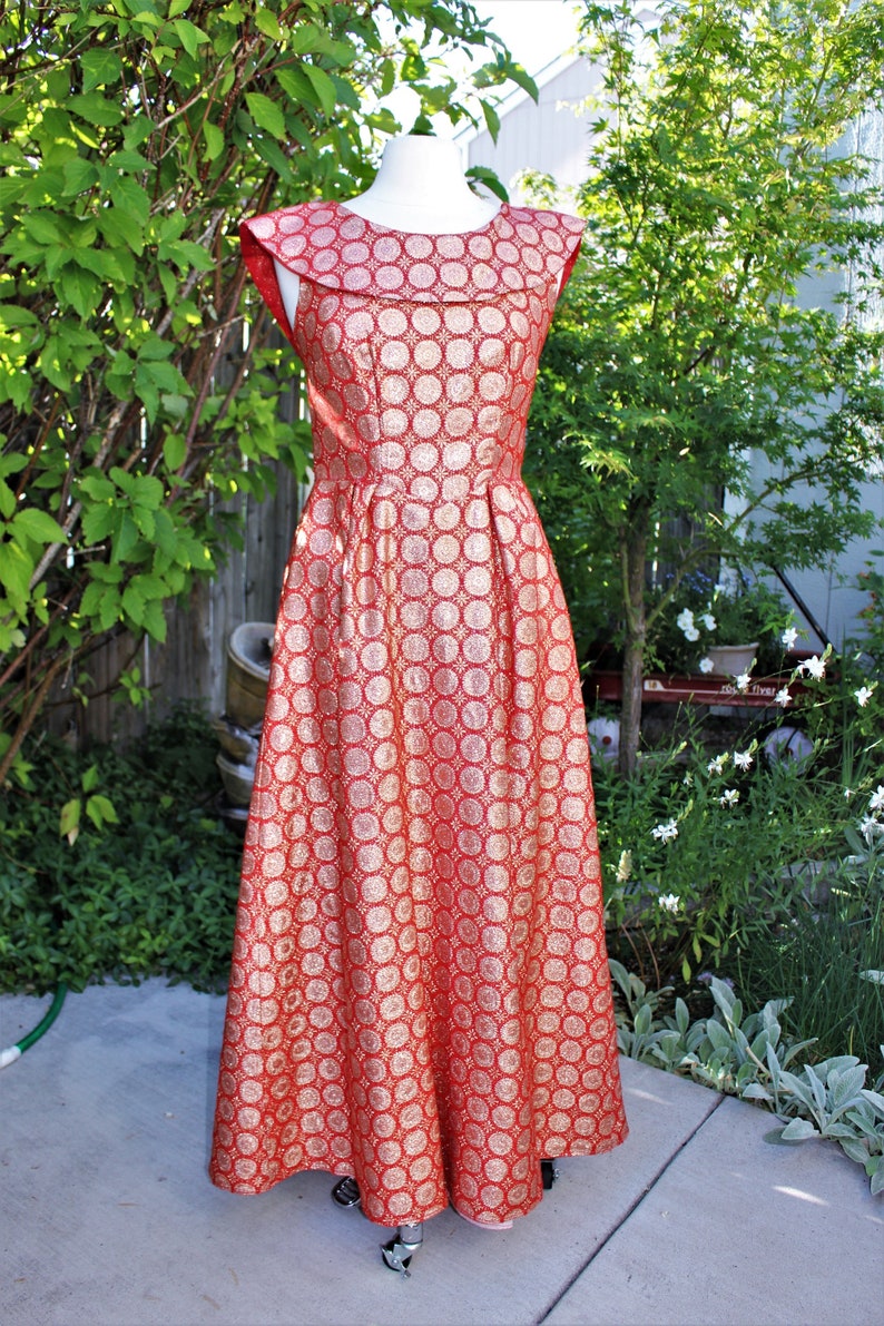 Vintage Gown Red And Gold Metallic Small-Medium Vintage Retro | Etsy