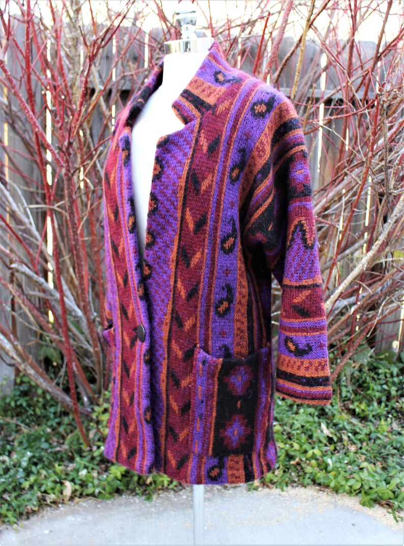 Vintage Mohair Sweater Coat Wine Southwestern Soft Wine Purple | Etsy